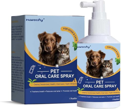 Havenfly Dog Breath Spray for Bad Breath, Dog Teeth Cleaning Spray for Pet Dental Care,Dogs and Cats Plaque and Tartar Remover,Pet Friendly, Great for Pet Needs (1.7oz/50ml) in Kuwait