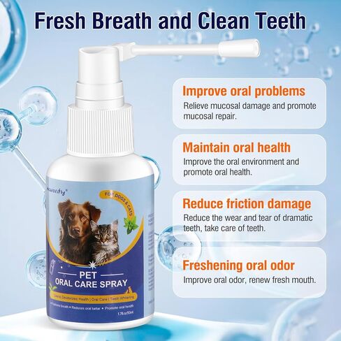 Havenfly Dog Breath Spray for Bad Breath, Dog Teeth Cleaning Spray for Pet Dental Care,Dogs and Cats Plaque and Tartar Remover,Pet Friendly, Great for Pet Needs (1.7oz/50ml) in Kuwait