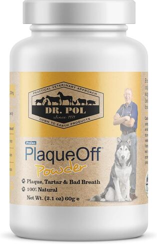 مسحوق دكتور بول برودن بلاك أوف للحيوانات الأليفة - العناية بأسنان القطط والكلاب - مزيل طبيعي للجير والبلاك لأسنان الكلاب ولثتها - إضافات غذائية للعناية بأسنان القطط - مكمل غذائي لصحة الفم للحيوانات الأليفة - 60 جم، أبيض in Kuwait