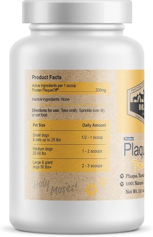 مسحوق دكتور بول برودن بلاك أوف للحيوانات الأليفة - العناية بأسنان القطط والكلاب - مزيل طبيعي للجير والبلاك لأسنان الكلاب ولثتها - إضافات غذائية للعناية بأسنان القطط - مكمل غذائي لصحة الفم للحيوانات الأليفة - 60 جم، أبيض in Kuwait