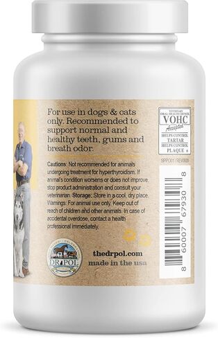 مسحوق دكتور بول برودن بلاك أوف للحيوانات الأليفة - العناية بأسنان القطط والكلاب - مزيل طبيعي للجير والبلاك لأسنان الكلاب ولثتها - إضافات غذائية للعناية بأسنان القطط - مكمل غذائي لصحة الفم للحيوانات الأليفة - 60 جم، أبيض in Kuwait