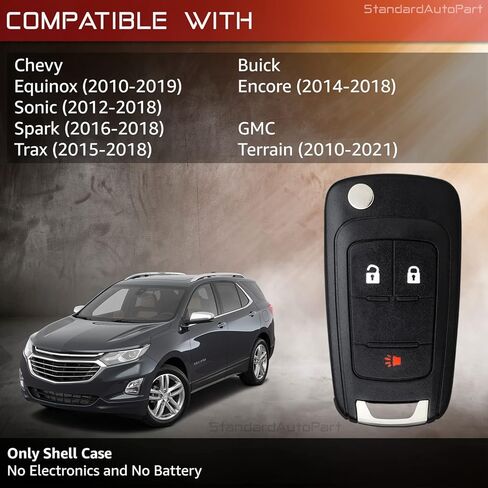 StandardAutoPart Car Keyless Entry Remote flip Key [ Shell CASE ] Compatible with Chevrolet Equinox Sonic Spark Trax GMC Terrain Buick Encore OHT01060512 (Shell Case) in Saudi Arabia