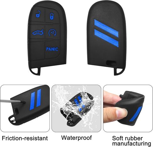 سيليكون مفتاح فوب غطاء حامي 5 أزرار صالح بدون مفتاح لملحقات دودج مفتاح قذيفة لشاحن تشالنجر دورانجو رحلة دارت (1 حزمة (ألياف الكربون الأحمر تقليم)) in Kuwait