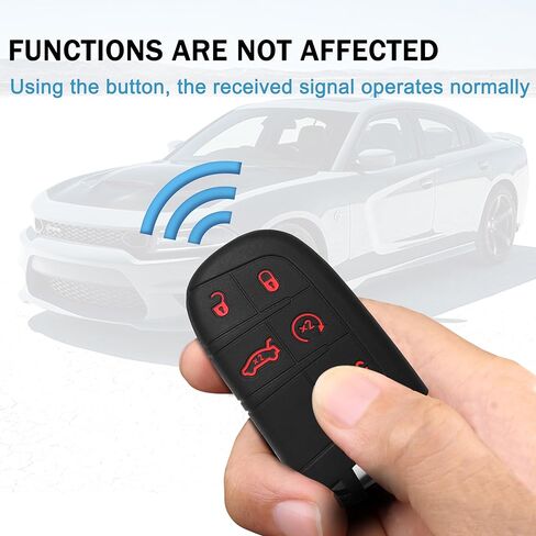 سيليكون مفتاح فوب غطاء حامي 5 أزرار صالح بدون مفتاح لملحقات دودج مفتاح قذيفة لشاحن تشالنجر دورانجو رحلة دارت (1 حزمة (ألياف الكربون الأحمر تقليم)) in Kuwait