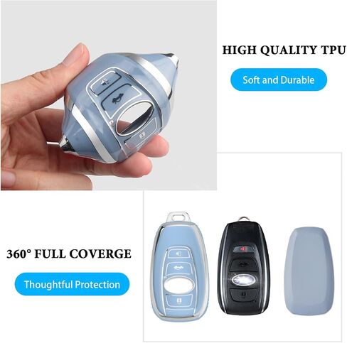 MILD EAST لغطاء Subaru Key fob مع سلسلة مفاتيح، حافظة مفاتيح TPU وواقي شل 4 أزرار تناسب Subaru Outback Crosstrek Ascent Impreza Forester WRX BRZ Legacy (أزرق) in Kuwait