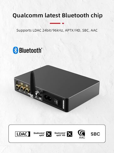 S.M.S.L SU-6 DAC ES9038Q2M XMOS DSD PCM768kHz/32Bit Bluetooth 5.0 LDAC USB Decoder (Silver) in Kuwait