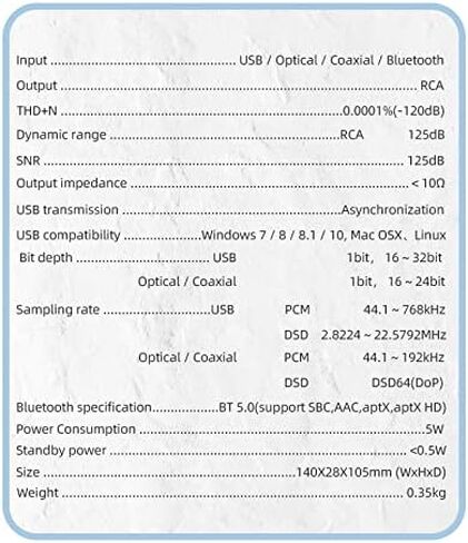 S.M.S.L SU-6 DAC ES9038Q2M XMOS DSD PCM768kHz/32Bit Bluetooth 5.0 LDAC USB Decoder (Silver) in Kuwait