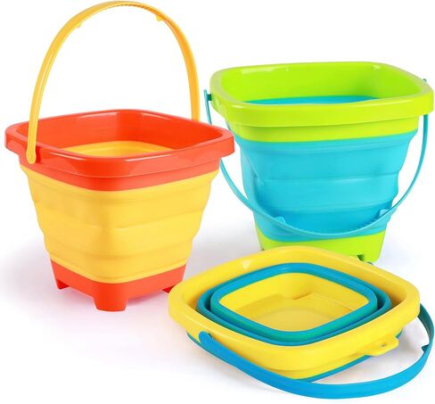 Beach Toys Set for Kids, Collapsible Beach Bucket and Shovels Set with Mesh Beach Toys Bag, Sand Molds, Flags, Sand Toys for Toddlers Kids in Saudi Arabia