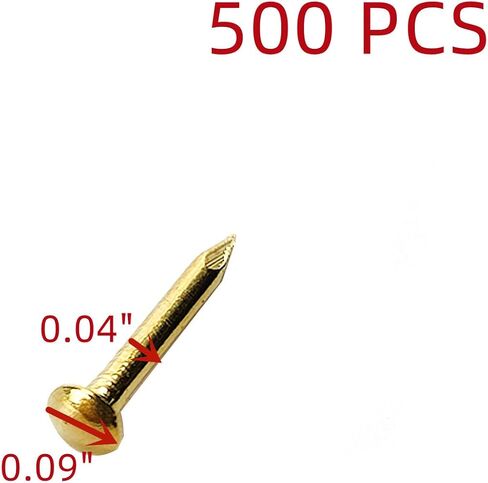 500PCS Brass Nails Golden Small Copper Nails Item Fixing Hardware Accessories for Wooden DIY Decorative, 0.04" x 0.39" in Saudi Arabia
