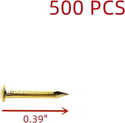 500PCS Brass Nails Golden Small Copper Nails Item Fixing Hardware Accessories for Wooden DIY Decorative, 0.04" x 0.39" in Saudi Arabia