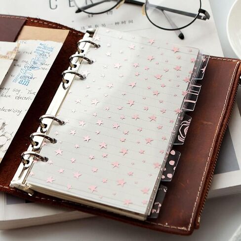 فواصل مؤشر Dreamty A5 Binder 6 حلقات من مادة PVC قابلة للإدراج وعلامة تبويب ورقة نسيج شفافة لمذكرات دفتر اليومية (ورقة، A5) in Kuwait