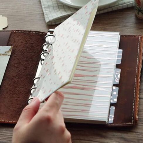 فواصل مؤشر Dreamty A5 Binder 6 حلقات من مادة PVC قابلة للإدراج وعلامة تبويب ورقة نسيج شفافة لمذكرات دفتر اليومية (ورقة، A5) in Kuwait