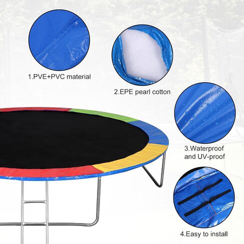 Trampoline Replacement Safety Pad, 14ft Trampoline Spring Protective Cover Round EPE Pearl Cotton Trampoline Mat Waterproof Accessories No Holes for Pole in Saudi Arabia