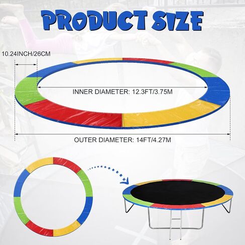 Trampoline Replacement Safety Pad, 14ft Trampoline Spring Protective Cover Round EPE Pearl Cotton Trampoline Mat Waterproof Accessories No Holes for Pole in Saudi Arabia