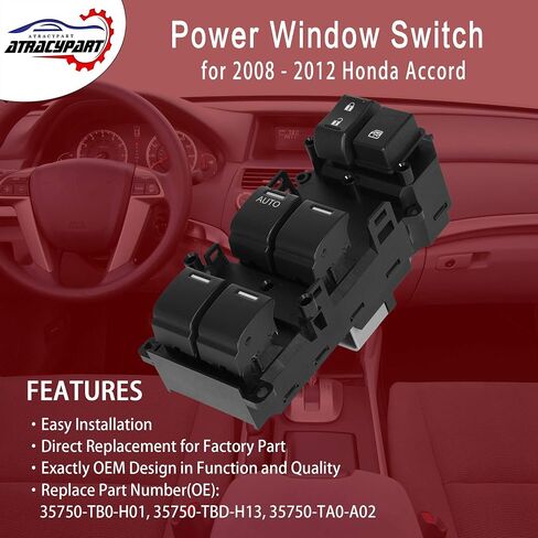 Master Power Window Switch Front Left Driver Side | for 2008-2012 Honda Accord | Replaces# 35750-TB0-H01, 35750-TBD-H13, 35750-TA0-A02 in Saudi Arabia