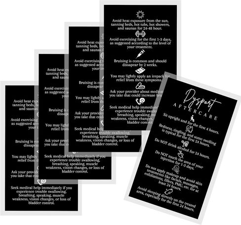 Dysport Aftercare Card | 50 pack | 2x3.5" inch Business Card | Anti-Wrinkle Injection Supplies | Black Card Design in Saudi Arabia