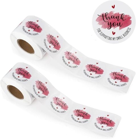 شكرًا لك على دعم ملصقات أعمالي الصغيرة مقاس 2 بوصة، ملصقات شكرًا لك على التغليف، ملصق شكرًا لك على الأعمال الصغيرة بتصميم ألوان مائية، 500 لفة مقاومة للماء in Kuwait