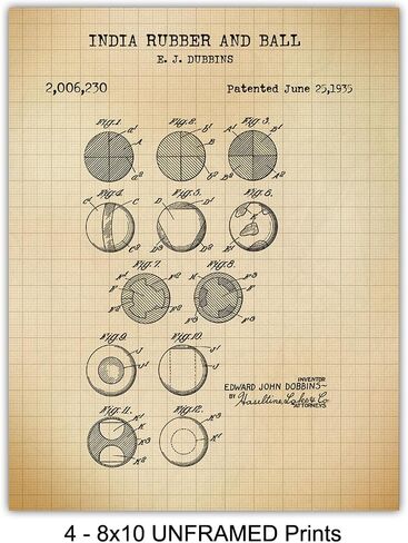 Lacrosse Patent Art Prints - Vintage Wall Art Poster Set - Chic Rustic Home Decor for Boys, Kids, Teens Room, Office, Man Cave, Dorm, Family or Game Room - Gift for Sports Fans - 8x10 Photo - Unframed in Saudi Arabia