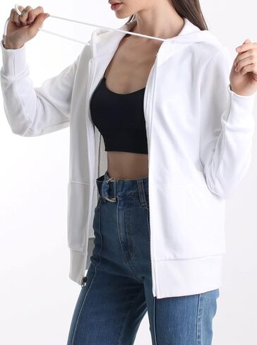 Regular Fit Women's Casual Full-Zip Hoodie Lightweight Long Sleeve Sweatshirt Casual Jacket with Pocket in Saudi Arabia