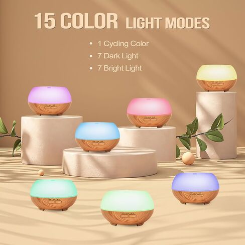 Aromatherapy Essential Oil Diffuser: Cool Mist Aroma Diffuser for Home - Colorful Light Create Ambience for Room in Kuwait