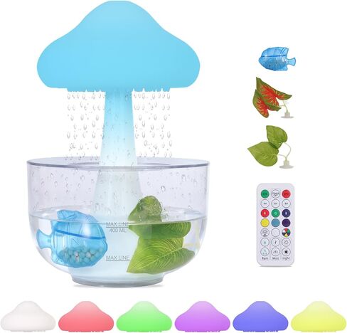 ناشر الروائح العلاجية من سحابة المطر، مرطب سحابي للمطر، تصميم قنديل البحر السحابي مع قاعدة شفافة، 7 ألوان خفيفة وإيقاف تلقائي لغرفة النوم والمكتب للاسترخاء وصوت قطرة الماء in Kuwait