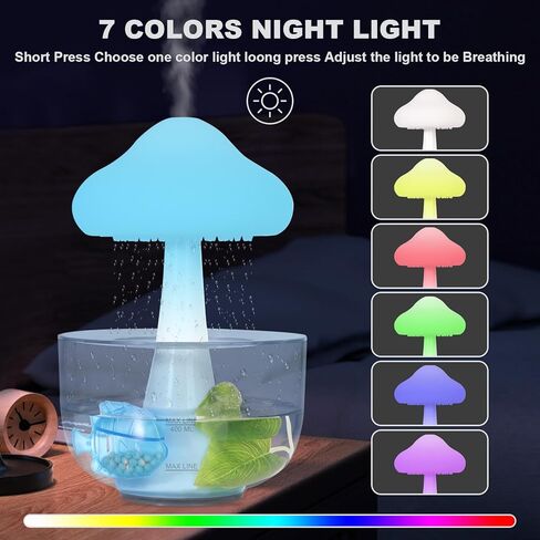 ناشر الروائح العلاجية من سحابة المطر، مرطب سحابي للمطر، تصميم قنديل البحر السحابي مع قاعدة شفافة، 7 ألوان خفيفة وإيقاف تلقائي لغرفة النوم والمكتب للاسترخاء وصوت قطرة الماء in Kuwait