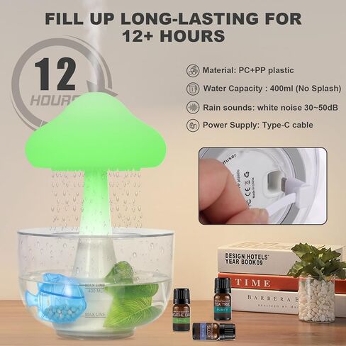 ناشر الروائح العلاجية من سحابة المطر، مرطب سحابي للمطر، تصميم قنديل البحر السحابي مع قاعدة شفافة، 7 ألوان خفيفة وإيقاف تلقائي لغرفة النوم والمكتب للاسترخاء وصوت قطرة الماء in Kuwait