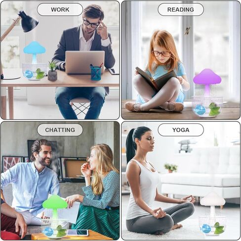 ناشر الروائح العلاجية من سحابة المطر، مرطب سحابي للمطر، تصميم قنديل البحر السحابي مع قاعدة شفافة، 7 ألوان خفيفة وإيقاف تلقائي لغرفة النوم والمكتب للاسترخاء وصوت قطرة الماء in Kuwait