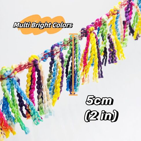 ELLA MAMA 5 ياردات بعرض 5.5 سم، زخرفة متعددة الألوان. شرابة لخياطة الملابس، والحرف اليدوية، وديكور المنزل، والفنون والحرف اليدوية. (شرابة متعددة الألوان) in Kuwait