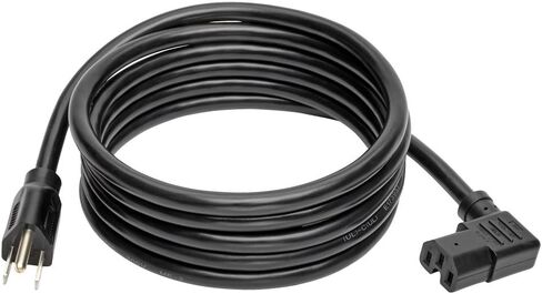 كابل سلك تمديد الطاقة عالي التحمل بطول 8 أقدام من تريب لايت 15 أمبير 14 AWG 5-15P إلى الزاوية اليمنى C15 أسود 8 بوصات (P019-008-C15RA) in Saudi Arabia