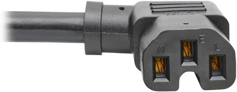 كابل سلك تمديد الطاقة عالي التحمل بطول 8 أقدام من تريب لايت 15 أمبير 14 AWG 5-15P إلى الزاوية اليمنى C15 أسود 8 بوصات (P019-008-C15RA) in Saudi Arabia