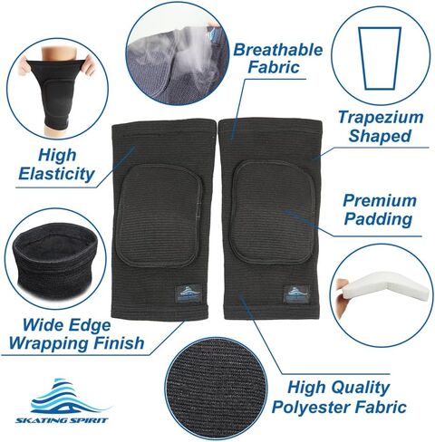 SkatingSpirit Soft Knee Pads Elbow Pads (1 Pair) for Dancing Figure Skating Gymnastic, Youth Adult Anti-Slip Anti-Collision Curved Padding Open Kneepit (M) in Saudi Arabia
