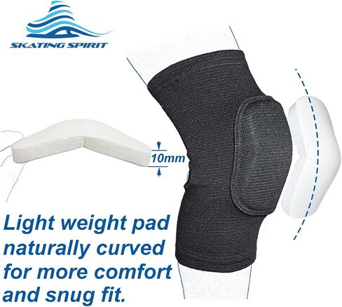 SkatingSpirit Soft Knee Pads Elbow Pads (1 Pair) for Dancing Figure Skating Gymnastic, Youth Adult Anti-Slip Anti-Collision Curved Padding Open Kneepit (M) in Saudi Arabia
