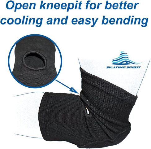 SkatingSpirit Soft Knee Pads Elbow Pads (1 Pair) for Dancing Figure Skating Gymnastic, Youth Adult Anti-Slip Anti-Collision Curved Padding Open Kneepit (M) in Saudi Arabia