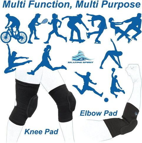 SkatingSpirit Soft Knee Pads Elbow Pads (1 Pair) for Dancing Figure Skating Gymnastic, Youth Adult Anti-Slip Anti-Collision Curved Padding Open Kneepit (M) in Saudi Arabia