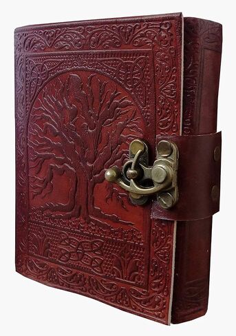 OVERDOSE Handcrafted Blue Flower Antique Leather Journal with Treasure Key Closure For Students, Office Bound Leather for men & women Sketchbook Notebook Diary - 5 x 7 inches | 12 x 17 cm | A6 in Saudi Arabia