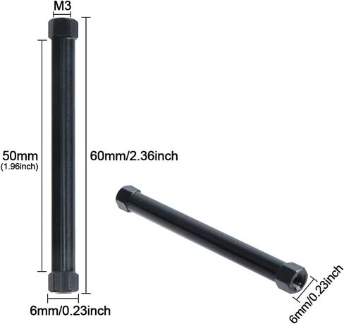عمود فاصل YXQ M3x45mm سداسي من الألومنيوم برأس عريض لأجزاء DIY RC/FPV/CNC/طائرة بدون طيار متعددة المروحيات 10 قطع (أسود) in Kuwait