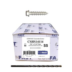 CONFAST 1/4" x 2-3/4" Concrete Screws 410 Stainless Steel Hex with Concrete Drill Bit for Anchoring to Masonry, Block or Brick (50 per Box) in Saudi Arabia