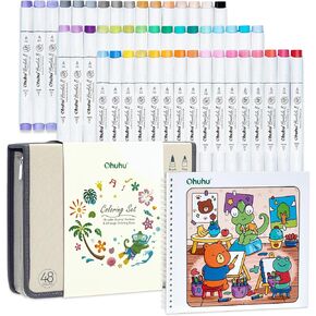 Ohuhu Honolulu B 48 Colors Alcohol Markers with Coloring Book for Adults in Kuwait
