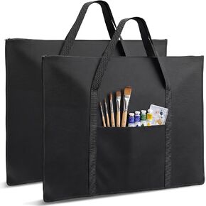Shinylin 2 Pack Lightweight Art Portfolio Bag, 25" x 37" for 24" x 36" Artwork with Outer Pockets and Handle Extra Large Waterproof Art Portfolio Case Carrying Storage Bag for Poster Sketching Drawing in Kuwait