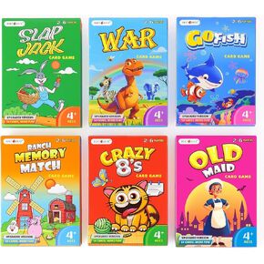 Upgraded Kids Card Games Pack, 6 Decks, Go Fish, Old Maid, Crazy Eights, Memory Match, Slap Jack, War, Playing Cards, Easter Basket Stuffers, Stocking Stuffers in Saudi Arabia