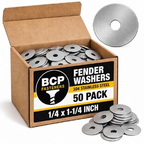 Fifty (50) 1/4" x 1-1/4" 304 Stainless Steel Fender Washers (BCP563) in Saudi Arabia