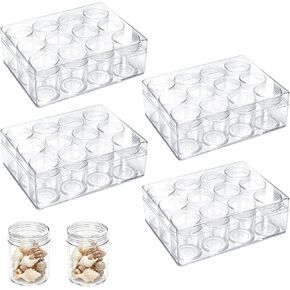 4 Pcs Bead Organizer Transparent Embroidery Bead Storage Containers with Lid, Diamond Art Plastic Storage Containers for DIY Crafts Jewelry Earring Sewing Pills Nail Small Items, Clear (12 Grids) in Kuwait