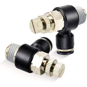 TAILONZ PNEUMATIC 2 Pack SL-1/2-N2 Push to Connect Air Line Fitting Air Flow Control Valve 1/2 Inch od 1/4 Inch Npt Elbow 90 Degree Air Speed Control Valve Fitting in Saudi Arabia