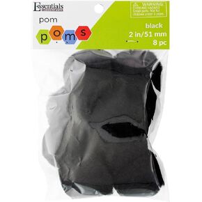 Essentials By Leisure Arts Pom Poms, Black -2", 8 Pieces Per Pack in Kuwait