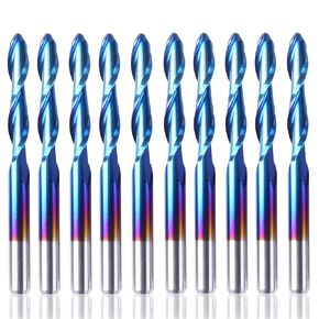 Genmitsu 10pcs 2-Flute Nano Blue Coat Ball Nose Spiral End Mill, 1/8'' Shank, 0.8mm-2.5mm Cutting Diameter, CNC Router Bits for Wood Working Acrylic MDF PVC ABS, BN10A in Saudi Arabia