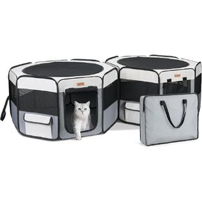 Want to Give Your Kittens & Puppies a Safe, Independent Space? Try Lekereise: 47"×16" Portable Cat Playpen, 2-in-1 Dog Playpen, Independently Usable, with a Carry Bag. Play Freely Anywhere! in Saudi Arabia