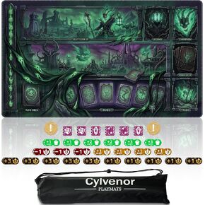 Playmat for Riftbound Board Game (24x14 Inches) - TCG Card Game Mat with 31 Tracking Tokens, Waterproof Oxford Bag & Non-Slip Rubber Strategic Zones (Blight Rift) in Kuwait