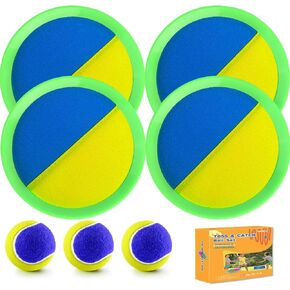 Kids Toys - Outdoor Games, Beach Toys, Toss and Ball Set with 4 Paddles and 3 Balls, Perfect Beach Games Sets Playground Sets for Backyards Easter Gifts for Kids/Adults/Family (Blue+Light Yellow) in Kuwait