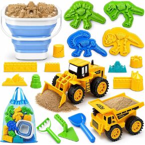 TOY Life 22-Pc Dinosaur Beach Sand Set, 2 Construction Cars, Ages 3-8 in Kuwait